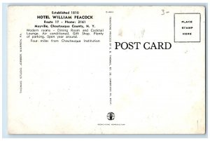 Hotel William Peacock Mayville Chautauqua County New York NY Vintage Postcard