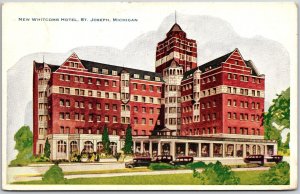 New Whitcombs Hotel Saint Joseph  Michigan MI Roadway Along Building Postcard