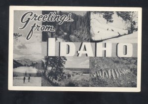 GREETINGS FROM IDAHO VINTAGE B&W LARGE LETTER POSTCARD