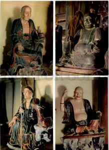 254033 VIETNAM Sculptures from Tay Phuong Pagoda SET of 16 Old postcards