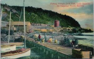 Fishing Village Jack Fisk Lake Superior Ontario ON CPR Unused Postcard E18