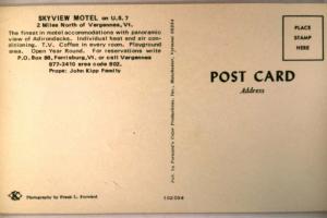 Unused pre-1980 SKYVIEW MOTEL in Vergennes Vermont VT postcard y2815