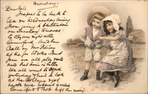 Meissner & Buch MSM Little Boy and Girl Colonial Fashion Vintage Postcard