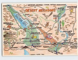 Postcard Desert Neighbors Map California Mexico Border North America