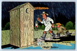 c1960's Night Raiders Outhouse Toilet Don Bloobooob Humor Vintage Postcard
