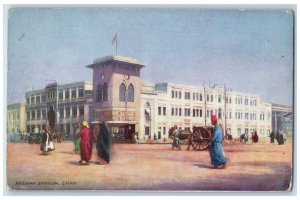 c1910 Horse Carriage, Railway Station Cairo Egypt Oilette Tuck Art Postcard