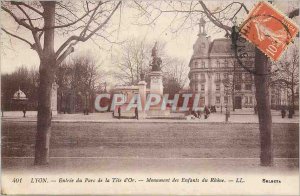 Postcard Old Entree Lyon's Tete d'Or Park Monument Children Rhone