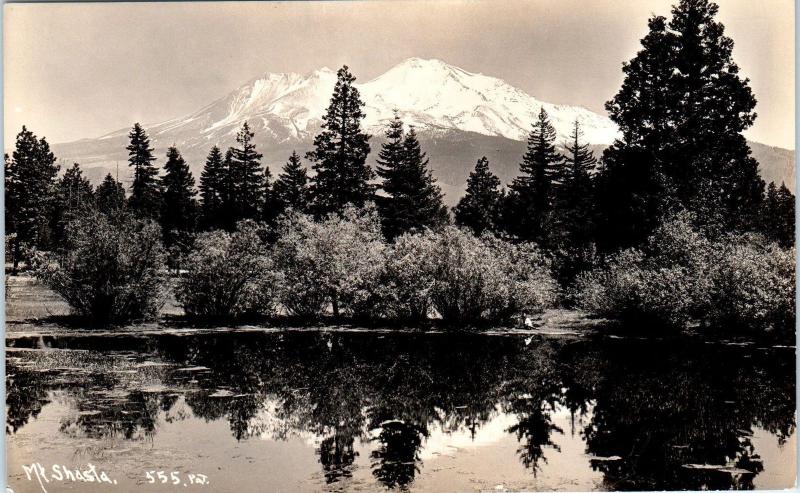 RPPC MT SHASTA, CA California View of MOUNT SHASTA from Water  c1930s  Patterson 