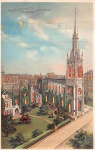 GRACE CHURCH NEW YORK MALLARD & CO. CHOCOLATE AD HTL HOLD TO LIGHT POSTCARD 1910