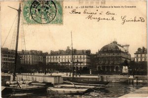 CPA Le HAVRE-Le Theatre et le bassin du Commerce (348691)