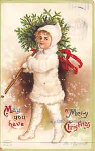 Christmas  Ellen H Clapsaddle 1909 light wear, postal marking on front