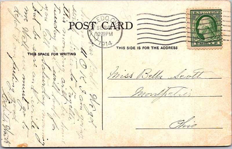 Postcard FOUNTAIN SCENE Toledo Ohio OH AM3374