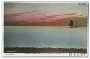 1908 Twilight Off Sailboat Gulfport Mississippi MS Handcolored Antique Postcard