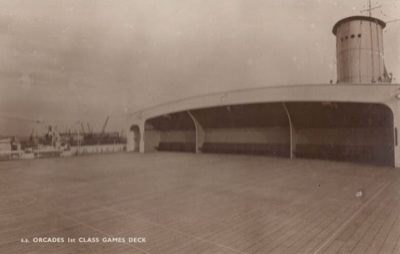 SS Orcades First Class Games Sports Deck Real Photo Ship Postcard