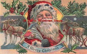 Christmas, Unknown No 6604, Red Robe Santa with Toys, Reindeer