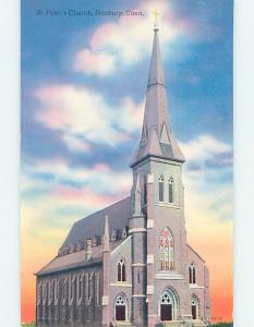 Unused Pre-1980 CHURCH SCENE Danbury Connecticut CT L4402