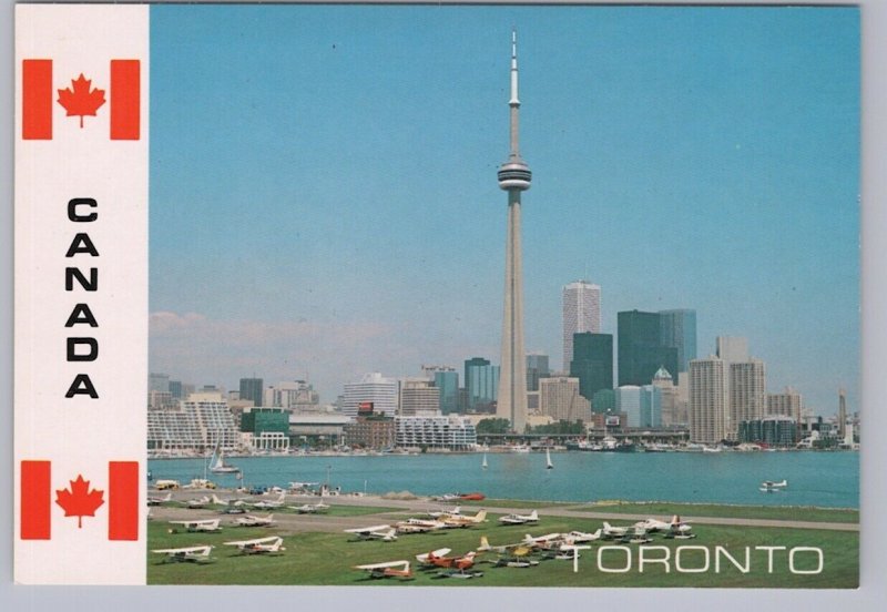 Planes, Island Airport, CN Tower, Skyline, Toronto, Ontario, Chrome Postcard 