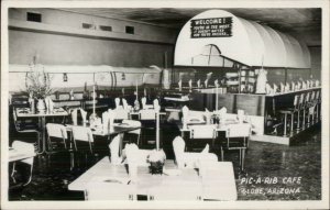 Globe AZ Pic-A-Rib Caf‚ BBQ Barbecue Interior Real Photo Postcard