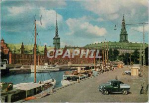 Modern Postcard The Copenhagen Stock Exchange and Christiansborg Palace seen ...
