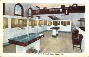 Postcard Florida Miami Interior The First National Bank E.C. Kropp 1920s V200