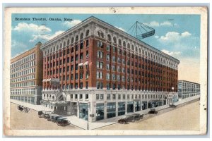 1919 Brandels Theatre Exterior Roadside Omaha Nebraska NE Posted Cars Postcard