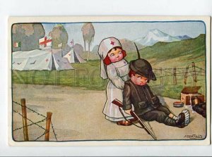 3139772 WWI Red CROSS Angels consoling by BERTIGLIA Vintage PC