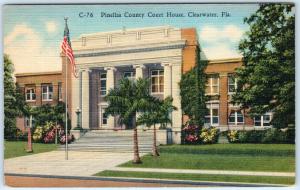 CLEARWATER, Florida  FL    PINELLAS COUNTY COURT HOUSE  c1940s Linen   Postcard