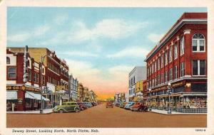 North Platte Nebraska Dewey Street Scene Linen Antique Postcard K14987 