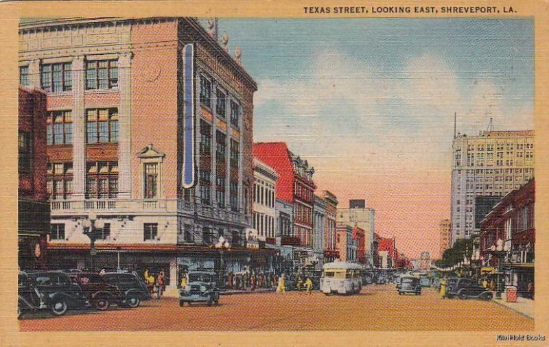 Postcard Texas Street Looking East Shreveport LA