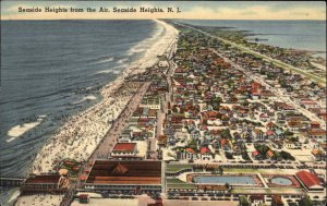 Seaside Heights NJ Panoramic View from the Air Vintage Linen Postcard