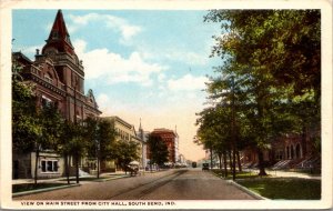 Postcard View on Main Street from City Hall in South Bend, Indiana