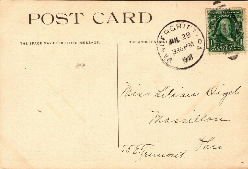 Postcard PA Vandergrift View from Station Photo by A.W. Moore 1908 M5