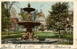 MA - Boston. Brewer Fountain and Statehouse