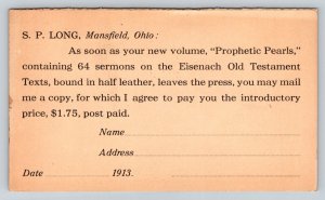1913  S. P. Long  Mansfield  Ohio Old Testament Bible    Postcard