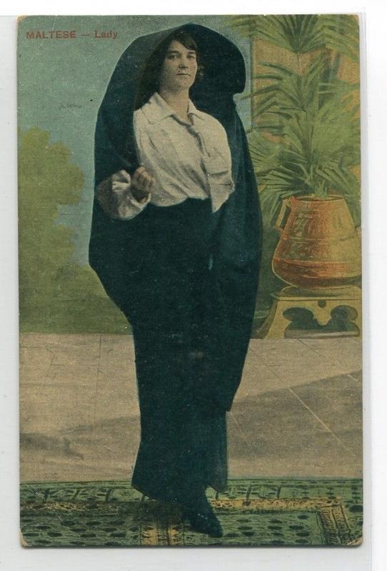 Maltese Woman Malta 1910c postcard