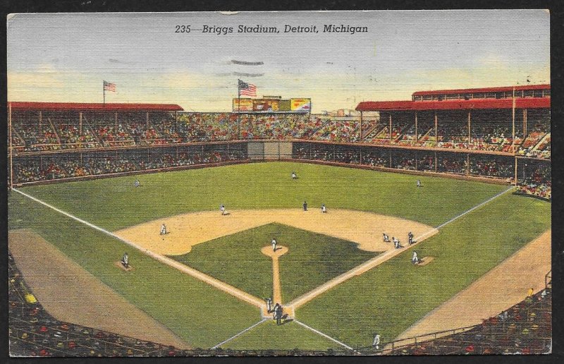 Briggs Stadium During A Game Detroit Michigan Used c1948