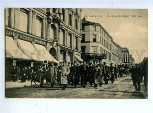 213803 NORWAY Christiania Brigade music comes Vintage postcard