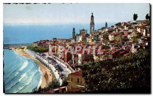 Old Postcard The French Riviera Menton M general view of Old Menton