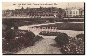 Old Postcard Deauville flower parterres and Normandy Hotel