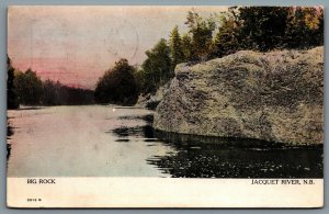 Postcard Jacquet River New Brunswick c1907 View Of Big Rock Restigouche County