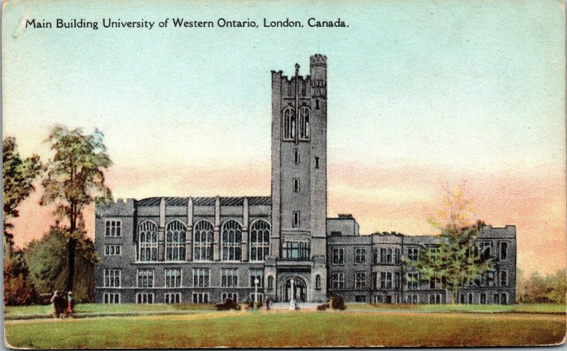 Vtg 1920s University of Western Ontario Main Building London Canada Postcard