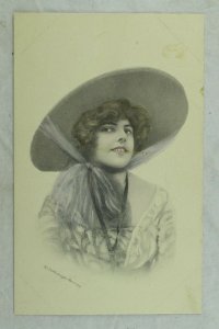 C. 1910 Lovely Lady Hand Tinted Vintage Postcard P45
