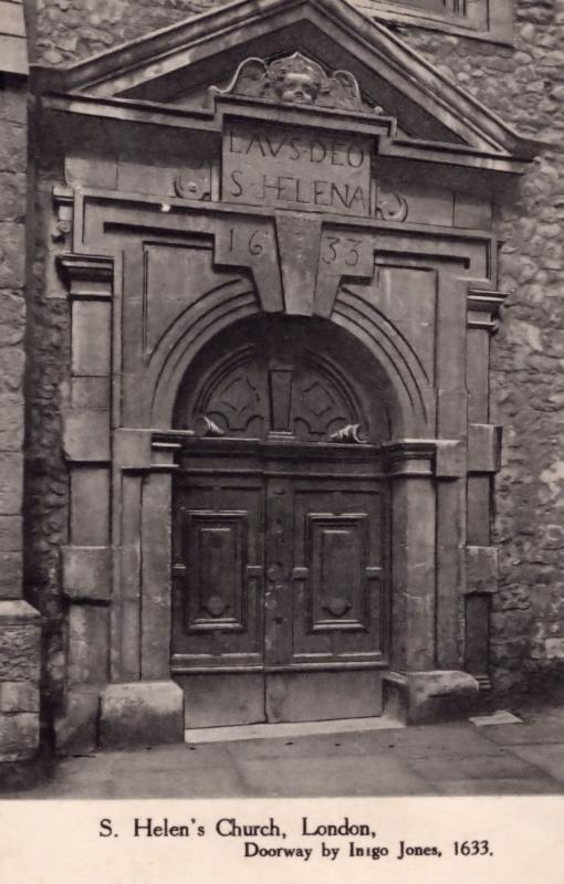 St Helens Church London 1633 Doorway Antique Postcard