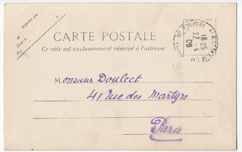 Tunisia; Hammam-Liff, Casino Avenue PPC 1906 PMK To M Doulcet, Paris