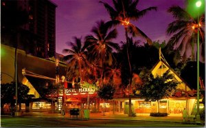 Evening at International Marketplace Hawaii Vintage Postcard S69