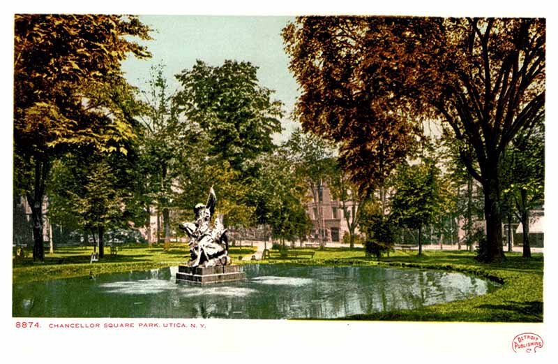 Postcard FOUNTAIN SCENE Utica New York NY AR8337