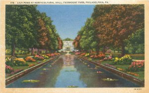 Fairmount Park Horticultural Hall Lily Pond Philadelphia Linen Postcard Unused