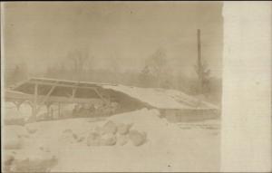 Logging Camp in Winter - Probably Maine c1910 Real Photo Postcard