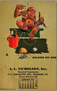 Lawson Wood Art Jan 1941 Calendar A.L Nicholson Insurance Ardmore Pennsylvania