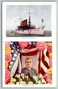 US Navy Cruiser Washington  Admiral Evans  Postcard  1909